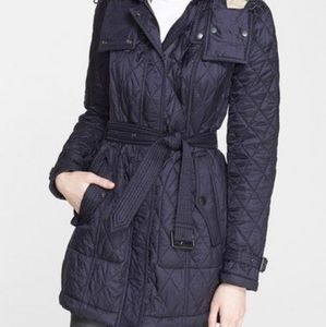Burberry Finsbridge Long Quilted Jacket Navy Blue